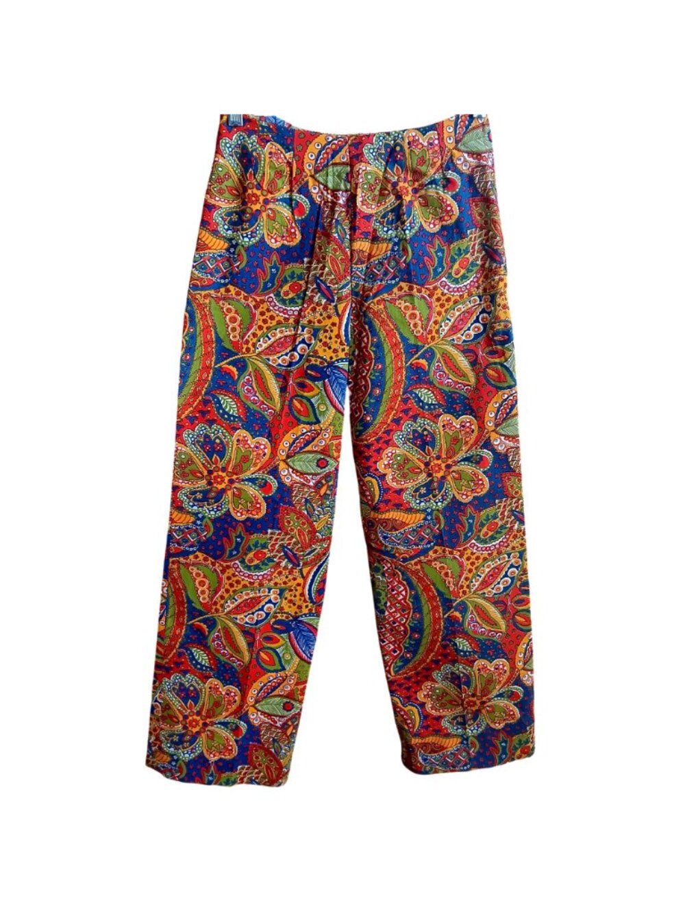 True Vintage pants 25x25 1970s Boho Floral Paisley Wide Leg Side Zipper Handmade